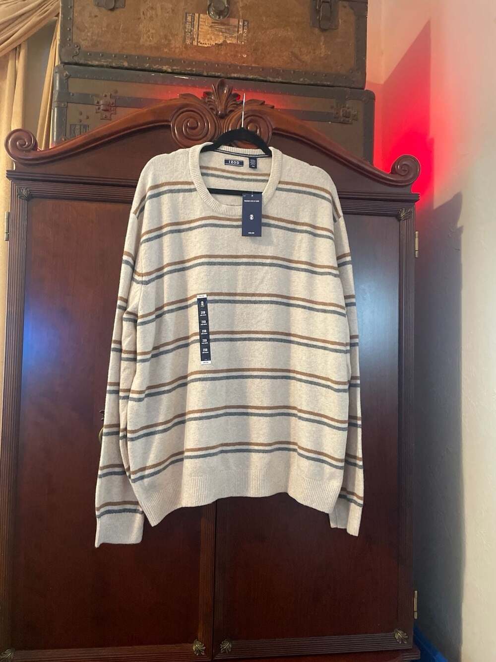 IZOD Premium Essentials Striped Crew Neck Sweater Big & Tall 2XB